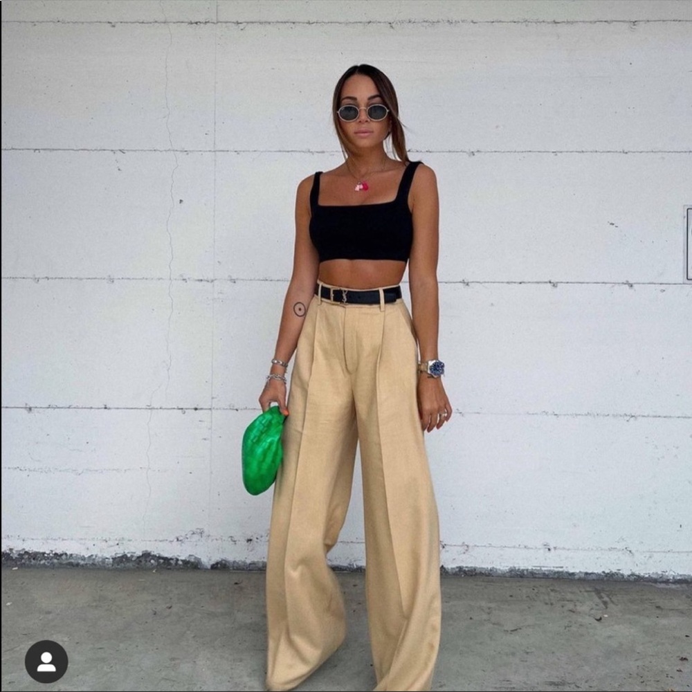 Zara wide leg pants bloggers fav